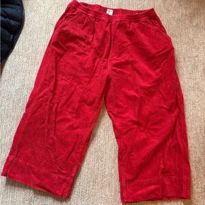 100% cotton red corduroy cropped Shiny by Nature pants